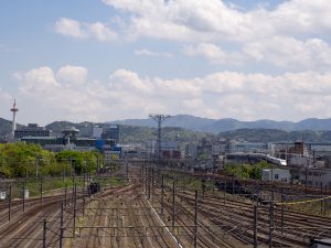 京都タワーと新幹線とC56